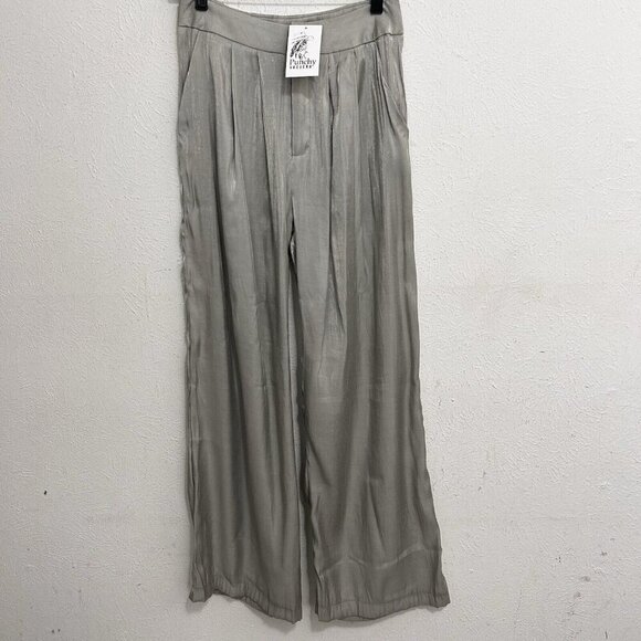 Ellison Light Gray Silky Trouser Pants Sz S Pleated Business Career Lightweight - Picture 1 of 12